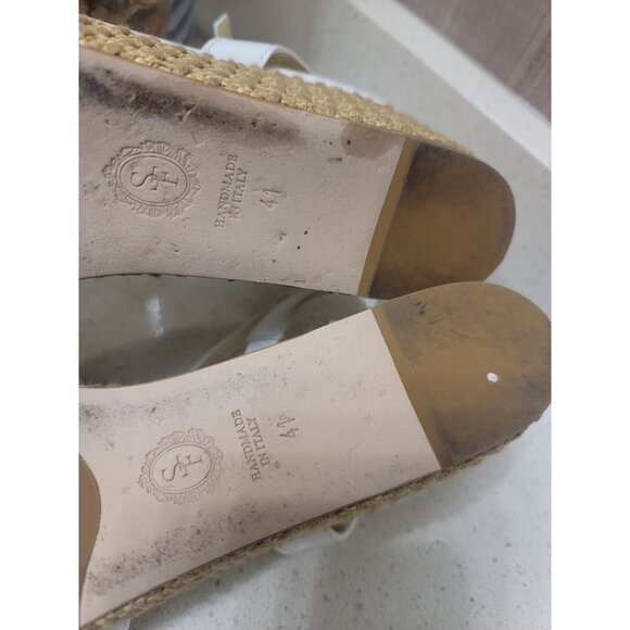 Sarah Flint Mirjana Wedge 50. White Calf Leather Raffia SF570WR Size 41/ US 10 - Picture 8 of 9